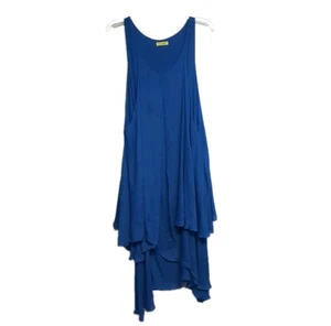 Nana Ro Maxi Dress Boho Multi Layered Shark Bites Lined Lagenlook Cobalt Blue - Picture 1 of 8
