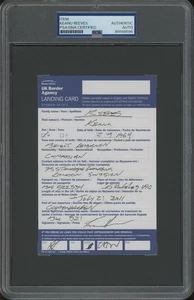 KEANU REEVES firmata UK Border Landing Card | Scritta a mano con autografo PSA/DNA - Foto 1 di 2