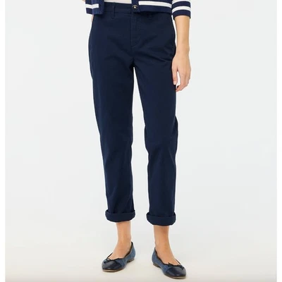 Брюки J.Crew Petite High Rise Girlfriend Chino темно-синие классические опрятные размер США 10 P новые с ценниками - Изображение 1 из 4