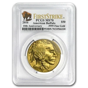 2016 1 oz Gold Buffalo MS-70 PCGS (FirstStrike®, Buffalo Label) - Picture 1 of 3