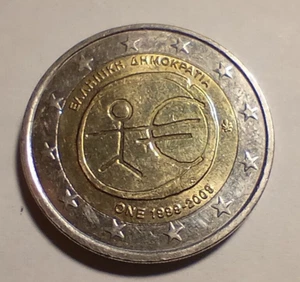 2009 Greece 2 euro circulated coin 10 years in Eurozone - Picture 1 of 2