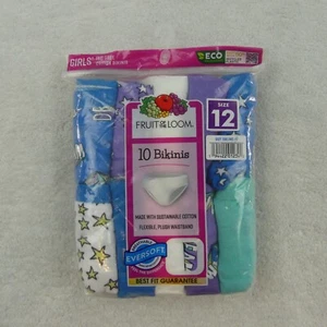 Fruit Of The Loom Underwear Girls Size 12 Bikinis 10 Pairs Cotton - Picture 1 of 9