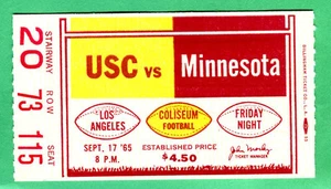 MINT! 9/17/65 USC/MINNESOTA FOOTBALL TICKET STUB - Picture 1 of 1