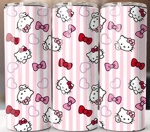 Hello Kitty Bows 20oz Tumbler Insulated Stainless Steel Travel Cup Mug Straw Lid - Picture 1 of 6