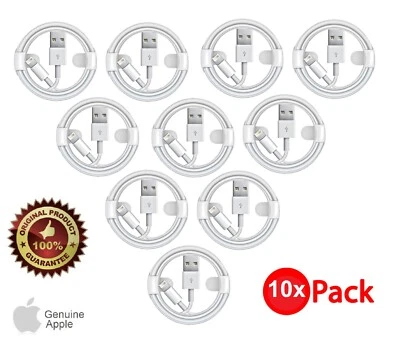 LOT of 10 Genuine Apple Lightning to USB Cables Charger for iPhone 7 8 XR 11 12 - Image 1 of 4