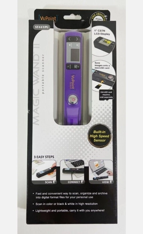 VuPoint Solutions PDS-ST441PU Magic Wand II Portable Scanner NEW Sealed Purple - Image 1 of 4