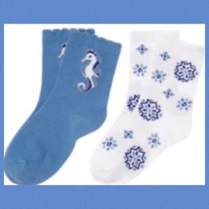 NWT 3-4 Gymboree “GREEK STYLE ISLE” Cotton/Nylon/Span Seahorse Geometric SOCKS - Picture 1 of 2