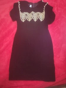 Jessica McClintock Vintage Black Velvet Dress Size 12 Girls - Picture 1 of 7
