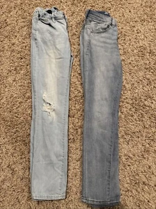 LOT OF 2 Pairs DENIM GIRLS KIDS ADJUSTABLE STRETCH SUPER SKINNY JEANS Sz 10 Gap - Picture 1 of 11