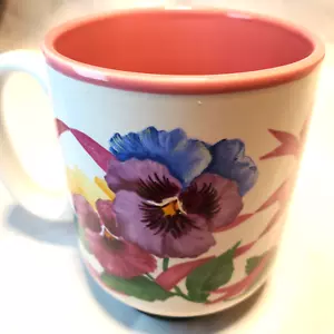 FIB Künstler Jane Bowen Blumen Steinzeug Becher Vintage 1992 Edition Blumen & Band - Bild 1 von 5