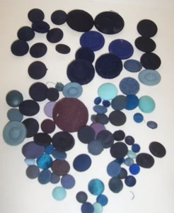 Lot of 80 Vintage Mixed shades of Blue Fabric Covered Buttons Different sizes - Picture 1 of 3