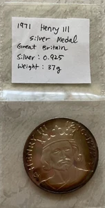 1971 Henry III 1216-1272 England Sterling Silver Medal - World Silver Coin Medal - Bild 1 von 3