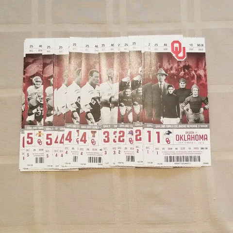 2015 OKLAHOMA SOONERS FOOTBALL TICKET STUBS Cover