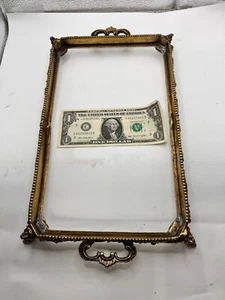 Vintage verzierte Messing Kochplatte/Serviertablett Ständer mit Fuß 12" x 7,5" - Bild 1 von 4