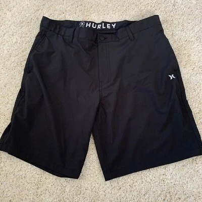 Pantalones Cortos Hurley Para Hombres 38 Negros Frente Plano Bermudas Informales Caminar Golf Patinar Playa Foto 1 de 4