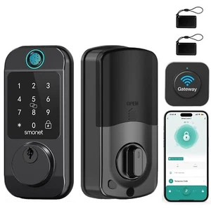 Cerradura de puerta inteligente con huellas dactilares SMONET WiFi entrada sin llave teclado electrónico cerrojo - Imagen 1 de 10