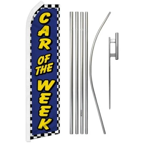Car Of The Week Blue Super Swooper Flag & Flag Pole Kit & Ground Spike - Picture 1 of 1