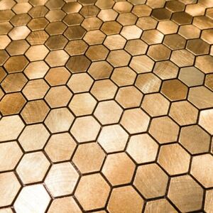 5 Sheets Mosaic Tile Stickers Self-adhesive Metal Hexagon Gold Easy Fit