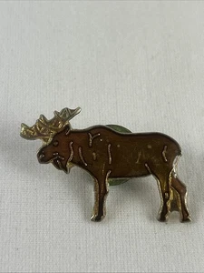 Moose Tie Tack Hat Pin 1” Brown Enamel - Picture 1 of 3