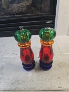 VINTAGE FIESTA SUNSET OLDE THOMPSON SALT & PEPPER GRINDER MCM COLORFUL - Picture 1 of 13