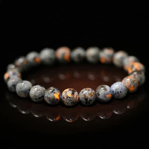 Natural Flame Stone Beaded Bracelet Powerful Yooperlite Fire Stone Energy Bangle - Picture 1 of 9