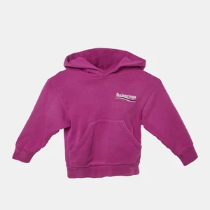 Balenciaga Kids Pink Logo Embroidery Cotton Hooded Sweatshirt 2 Yrs - Picture 1 of 5