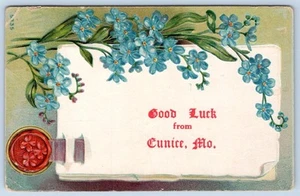 1916 GOOD LUCK from EUNICE MISSOURI MO EMBOSSED ANTIQUE POSTCARD - Picture 1 of 2