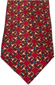 Corbata de hombre GUY LAROCHE PARIS 100 % seda Italia roja amarilla verde cadenas corbata - Imagen 1 de 11