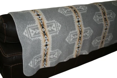 Pendleton Sherpa Fleece Blanket Aztec Gray 50x70 Reversible Southwestern Throw - Image 1 of 4