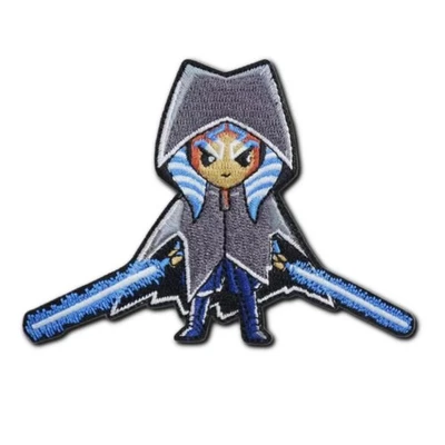 AHSOKA TANO IRON ON PATCH 4" Embroidered Applique Gray Blue Star Wars Fan NEW - Image 1 of 2