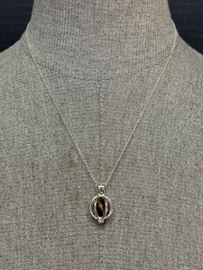 Caged Tiger Eye Pendant on 18” Sterling Chain #4747 - Picture 1 of 4