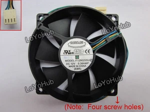 Everflow F129025SU Chassis Fan 12V 0.38A 92x92x25mm Four screw holes EBR 4-Pin - Bild 1 von 2