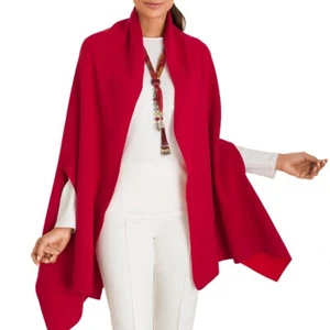 Scialle reversibile nuovo con etichette Chico's Crimson & Scarlet cotone nylon maglia taglia unica - Foto 1 di 6
