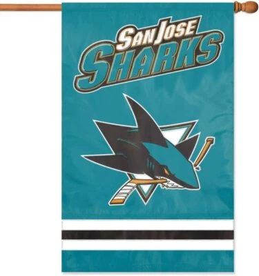 San Jose Sharks Embroidered House Banner Flag Applique 44" x  28" Heavy Duty - Image 1 of 2