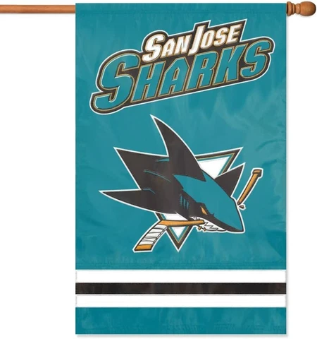 San Jose Sharks Embroidered House Banner Flag Applique 44" x  28" Heavy Duty Cover