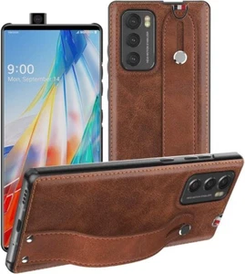 Case for LG Wing 5G with Handle, PU Leather with Support for Rotary Mode Brown - Picture 1 of 9
