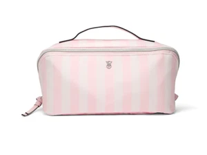 Victoria's Secret 3-Piece Makeup Bag Cosmetic Case Heritage Stripe NEW with TAGS - Picture 1 of 10