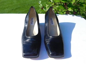 VALLE VERDE LADIES BLACK LEATHER PUMPS MADE IN ITALY SIZE EUR 38.5 /US 8  - Picture 1 of 6