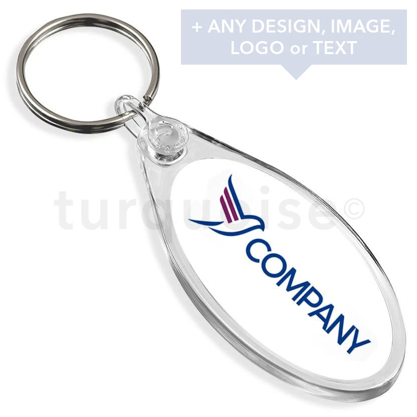 Personalised Promotional Custom Business Keyrings Key Fobs 50 x 25 mm | Oval - Image 1 of 1