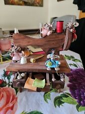 Vintage Wooden Decorative Novelty  Sewing Machine With Cute Mice Decor 7" X 6"