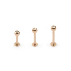 ROSE GOLD Labret With Clear Gems Lip Piercing Stud Monroe Tragus Helix Cheek - Picture 1 of 3