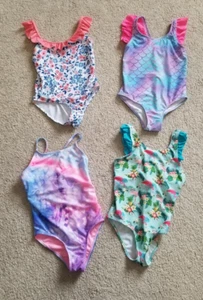 Girls' 6X Swimsuit Lot of 4 One-Piece Bathing Suits - Adorable & Stylish - Picture 1 of 6