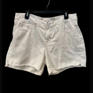 Seven 7 Shorts Womens 8 White Denim Raw Hem Cut Off Stretch Zip Fly Mid Rise - Picture 1 of 13
