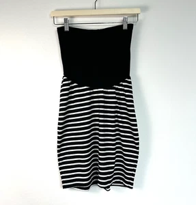 Motherhood Maternity Black & White Striped Skirt Size Medium Jersey Knit Office - Picture 1 of 10