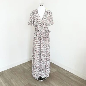 Only Star Life Short Sleeve Maxi Wrap Dress Lola Zig Zag Multicolour Size S New - Picture 1 of 12