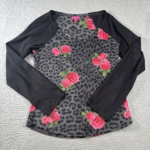 Betsy Johnson Womens Medium Fleece Lightweight Floral Animal Print Sleepwear