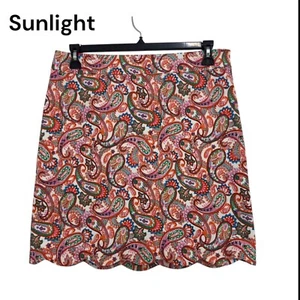 Talbots Womens Paisley Print A-Line Skirt Size 10 Multicolor Scalloped Hem Lined - Picture 1 of 9