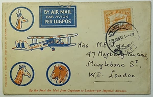 1931 South West Africa First Flight Cape Town to London via Imperial Airways #73 - Picture 1 of 2