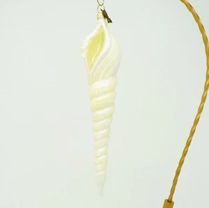 Neiman Marcus 2006 Spirale Muschel weiß Glas Weihnachtsschmuck Weihnachtsdeko - Bild 1 von 3