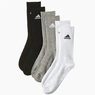 Hombre Adidas Tripulante Calcetines Acolchada de Algodón SPORTS Suave 3 Pares - Imagen 1 de 2